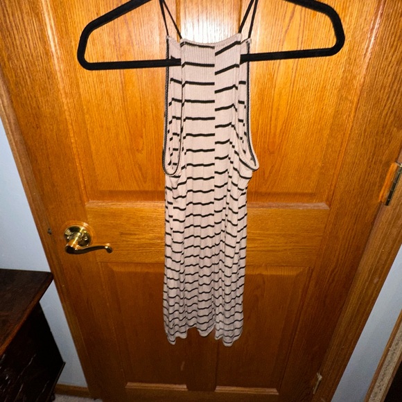 Spaghetti Strap Cream and Black Striped See You Monday Mini Dress - Picture 3 of 3